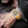 Kits tittar på män Onola Luxury Fashion Plastic Transparent Hollow Full Automatic Mechanical Watch for Men Waterproof Clock