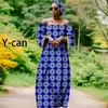 Etnisk kläder African Style Dress for Women 2024 Party Off-Shoulder Vestidos Tribal pannband Dashiki Print Wedding Vintage Plus 2425014