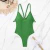 Kvinnors badkläder sexiga kvinnor en bit baddräkt vadderad dam hög midja snitt baddräkt rygglös bodysuit monokini strand slitage