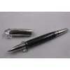 2024 Monte Black Carbon Fiber Roller Ball Ballpoint Pens with Crystal Head Stationery Office Business Write Gift Pen