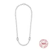 925 Sterling Silver Pearl Me Chain Link Necklace With Me Charm For Women Collars Silver S925 14k Rose Gold-plated Jewelry 240118