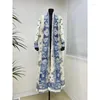 Trenchs de femmes GGHK Miyake Plissé Long Cardigan Coupe-Vent Manteau Automne Style Ethnique Impression Lâche Plus Taille Robe Robe Robe