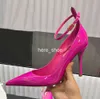 Designer High Heel Shoes Dress Women's Luxury Lacquer Buckle Decorative Wrist Strap fallow Rose Red Light Mouth Pointed Thin 4cm 7cm 10cm Party Wedding Dinner