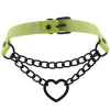 Colliers Halloween Cosplay Goth Green Choker Colliers Colliers pour femmes Emo Punk Balck Geométrie Géométrie Pendant Collier Y2K Bijoux Cadeaux