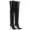 Super High Heel Stiefel Damen Stiletto Overknee Kunstleder Socken Damenschuhe Slim Fit Oberschenkelhohe Stiefel 240125