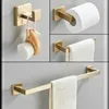 Set hardware oro spazzolato Mensola da bagno Porta asciugamani Porta accappatoio Porta rotolo di carta igienica Set di accessori da bagno neri 4 pezzi 240123