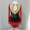 LIUHUO Figure Skating Dress Girls Teens Red Ice Skating Dance Skirt Quality Crystals Stretchy Dancewear Ballet Performance