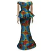 Etnisk klädförsäljning !!! African Applique Flower Top och kjolar för kvinnor Bazin Riche Traditionella 2 stycken set