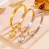 c h High-end Hand-polished Electroplated Diamond Bracelet Simple Couple Ring