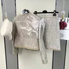 Jupe deux pièces robe femmes costume tenue femmes 2 pièces Outfie à manches longues imprimé à carreaux veste en tweed court et jupe boutonnée sur le devant 240118