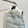 Kvinnors västar designer Autumn/vinter kontrasterande lädermärke Down Vest Glne