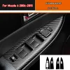 Estilo do carro preto carbono decalque botão de elevação da janela do carro interruptor painel capa guarnição adesivo 4 pçs/set para mazda 6 2006-2015