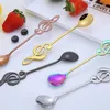 Kaffe Scoops Music Note Spoons rostfritt stål kreativa söta teskedar formade skeduppsättningar för te -dessert omrörning