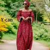 Etnisk kläder African Style Dress for Women 2024 Party Off-Shoulder Vestidos Tribal pannband Dashiki Print Wedding Vintage Plus 2425014