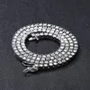 Diamond mrożony w łańcuchu tenisowym Naszyjnik mężczyzn Kobiety Hip Hop One Row Crystal Cuban Jewelry 4 mm Srebrny Złota PBPI