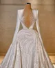 Modern Shine A-Line Wedding Dress Jewel 3D-Lace Ball Gown Plus Size Detachable Train Bridal Gowns Dress Vestido De Novia Size Color Customized D-H23830