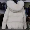 womens thick fluffy winter white parkas loose down jacket with hooded real fox fur placket and collar