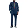 Roupas étnicas Seaalp Traje Africano para Homens Camisa Calças 2 Peça Set Outfits Dashiki Roupas Nigerianas Casamento