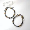 Strand Lii Ji Rainbow Obsidian Tiger's Eye Labradorite 8mm Stainless Steel Adjustable Bracelet For Male Jewelry