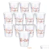 Andra evenemangsfest levererar nya team Bride Tribe Cups Bruddusch Bachelorette Party Plastic Drink Rose Gold Hön Tillbehör DHC3M