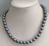 Colliers naturels 10 mm gris foncé de la mer du sud de la mer de perle des perles rondes Collier 18 pouces