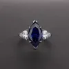 Anneaux S925 Bijoux en argent sterling incrusté de High Carbon Diamond Horse Eye 8 * 14 Anneau 6 grammes Ring Jewelry for Women