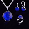 Necklace Earrings Set Fashion 925 Sterling Silver Crystal Hoop For Women Brincos Jewelry Pretty Party Accessories Top Quality