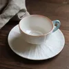 كؤوس الصحون سعر خاص ل Golden Edge Blue Coral Marine Life Sea Hurchin Creative Coffee Cupsaucer