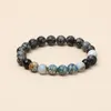 Strand Oaiite 8mm Snowflake Stone Armband Women Fire Agate Black Pärlade män Yoga Meditation smycken för att skicka älskare