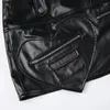 Юбки Черная короткая юбка из искусственной кожи с микроэластичной застежкой-молнией и запахом на бедрах, сексуальные штаны