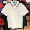 Verão novo tommy color block polo camisa moda fino ajuste negócios casual pescoço manga curta paul camiseta