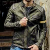 Abbigliamento da uomo europeo e americano, giacca in pelle logora da uomo, colletto rialzato da ragazzo da uomo, giacca in pelle da motociclista da uomo punk