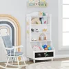Kids Toy Storage with Bookcase Blackboard and Cubbies Open Bookshelf Organizer Cabinet 240125