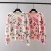 2024 Herfst Winter Designer Dames Afdrukken Truien Roze Kleding Top Trui Ronde Hals Gebreid Casual Leuke Dierenprint Truien Met Lange Mouwen