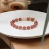 Strand 5A Grade Natural Strawberry Crystal Bracelet Sweet Girl Hand Ornament Jewelry Accessories Pink Beads Charm Fish Tail