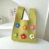 Evening Bags Dopamine Cute Colorful Little Flower Knitted Shoulder Handbag Korean Version All-in-one Large Capacity Tote Wrist Bag
