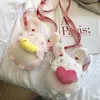 Tout mignon poupée en peluche lapin sac de messager fille téléphone sac à main organisateur bandoulière sacs à bandoulière 2020 automne hiver sac de fourrure pour W2401