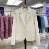 Damenanzüge, Damen-Blazer, kurz, Büro-Damen, elegant, Oberbekleidung, lange Ärmel, Taschen, Blazer, Mantel, Vintage-Stil, gekerbter Kragen, Knopf, weibliche Kleidung