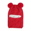 Berets 1-7y inverno bebê chapéu cachecol de uma peça pompom malha para crianças quente pescoço bola boné meninas meninos à prova de vento gorros infantis