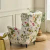 Floral Printed Wing Chair Cover Stretch Spandex Armchair Covers Nordic Removable Relax Sofa Slipcovers With Seat Cushion Covers 240119