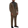 Etniska kläder SeaAlp African Agram för män Patchwork Outfits 2 Piece Set Shirt Pants Dashiki Suit Nigerian Clothes Wedding