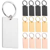 Kedjor 20st/Lot Rectangle Blank Keychain Rostfritt stål Dog ID -tagg 45x27mm Nyckelkedja för DIY -tillbehör Anpassad logotyp Keychain