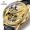 Bekijkt Chenxi 6029H mechanische modeheren horloges topmerk luxe Montre Homme Golden Tiger Clock Automatic Skeleton Watch