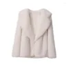 Cappotto da donna in pelliccia con risvolto finto cappotto da donna sciolto manica lunga soffici cappotti caldi donna 2024 inverno moda di lusso soprabito da donna streetwear