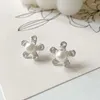 Stud Earrings S925 Sterling Silver Striped Small Flower Pearl Korean Edition Exquisite From Sen Series