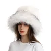 フェイクファーバケツハット冬の暖かい毛皮のような帽子女性レディボブパナマアウトドアフィッシャーマンハットキャップガールズ240125