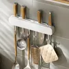 Kitchen Storage Utensil Rack For No Drill Wall Mount Knives Stand Holder With 6 Hooks