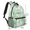 School Bags Backpack Women Green Leaves Pattern 2024 Bagpack Travel