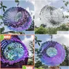 Tapestries New Unique Wind Chimes Outdoor Spinners Collectors 3D Rotating Colorf Light Shadow Chime Mirror Hanging Drop Delivery Home Dhkru