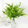 Fleurs décoratives 1pc Eucalyptus en plastique PVC plantes artificielles herbe verte fleur plante mariage décoration de la maison fournitures de Table